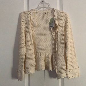 Brand new cream crocheted sweater
